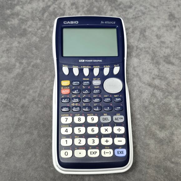Casio FX - 9750GII Graphing Calculator Blue Front / White Back & Case - Picture 3 of 7